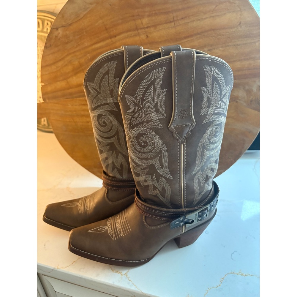 Durango Crush Taupe Brown Star Harness Western Cowgirl Boots Snip Toe RD4415